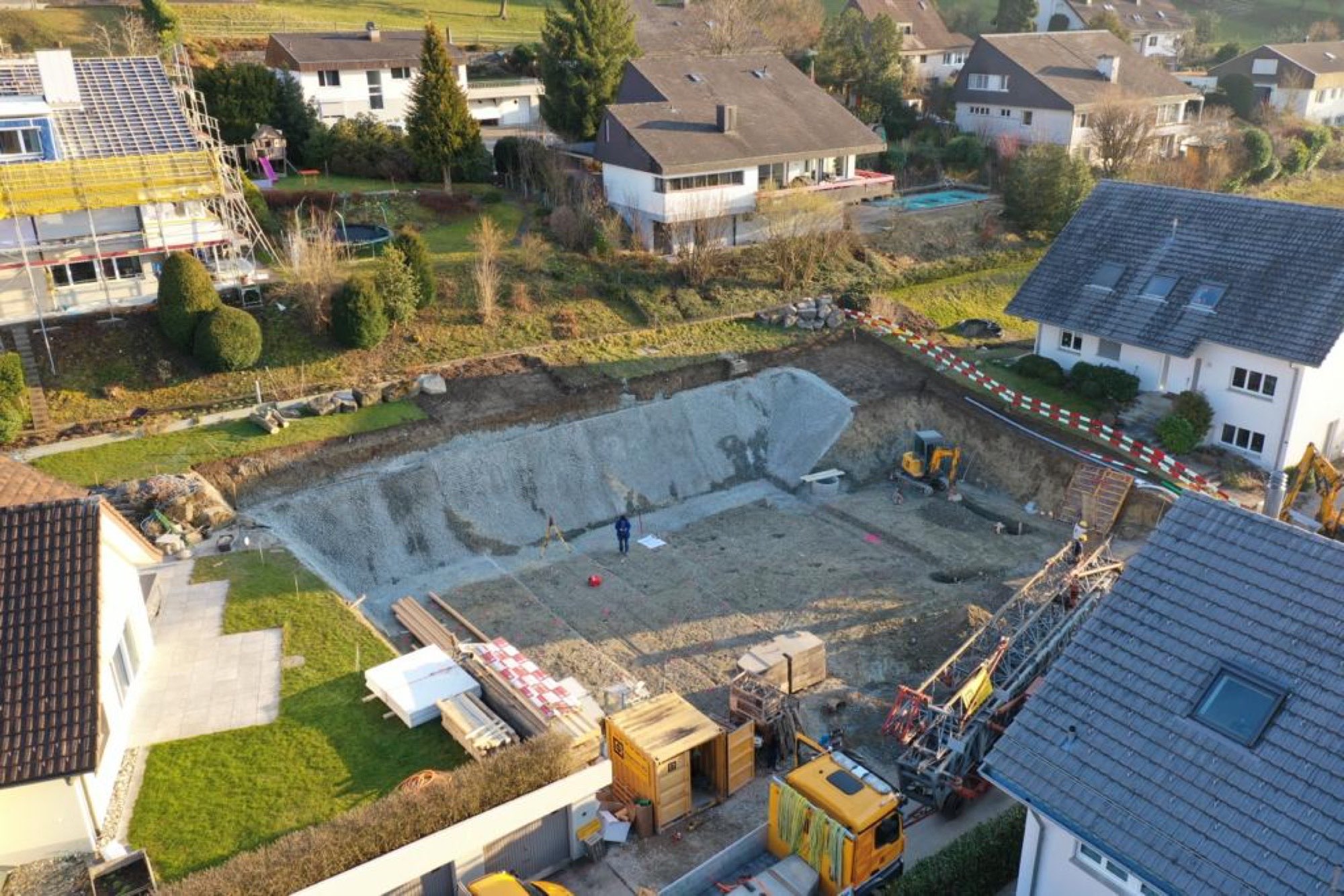 Baugrube für den Neubau